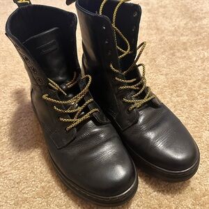 Dr. Martens Black Boots with Yellow Laces